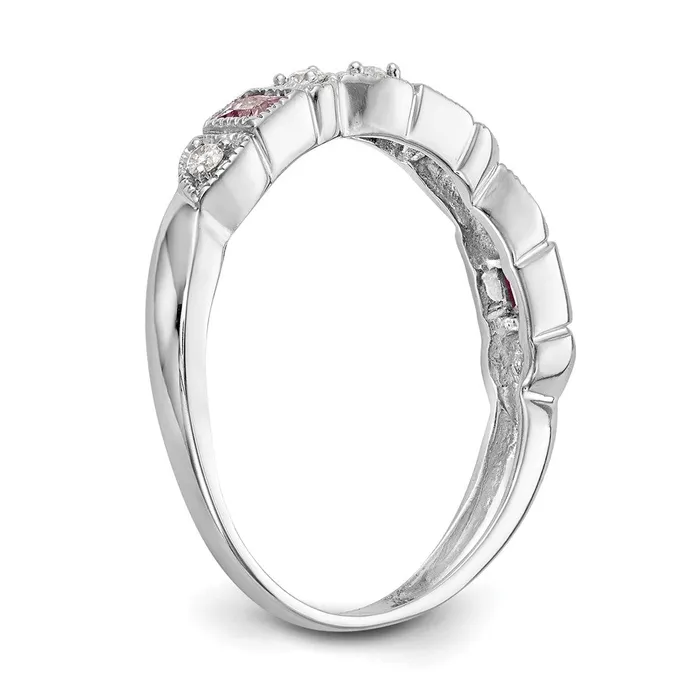 Rings Goldia Solid 14k White Gold Simulated CZ wPinK Sapphire Band