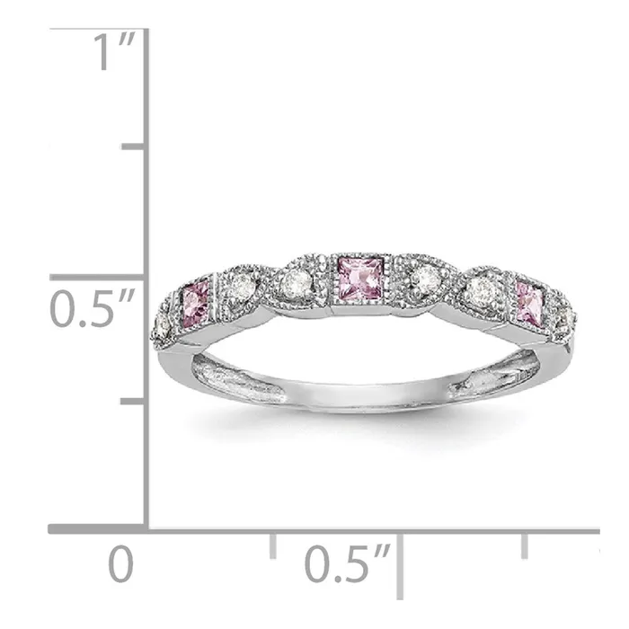 Rings Goldia Solid 14k White Gold Simulated CZ wPinK Sapphire Band