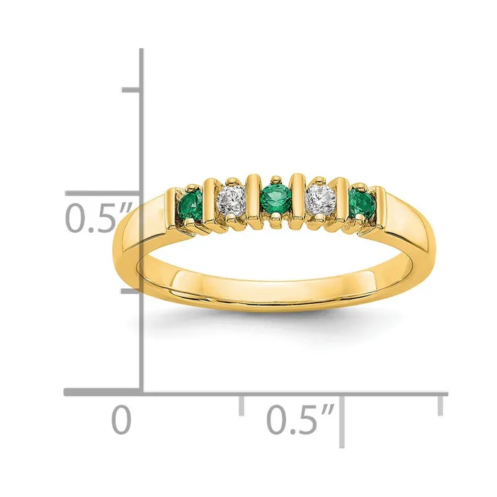 Rings Goldia Solid 14k Yellow Gold Simulated CZ wSimulated Emerald Band