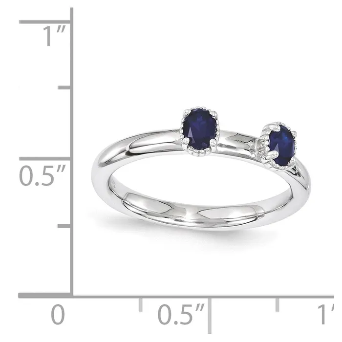 Rings Goldia Sterling Silver Stackable Expressions Created Sapphire Two Stone Ring
