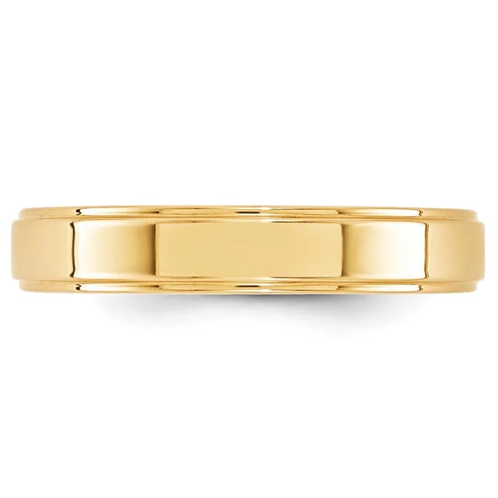 Solid 10K Yellow Gold 4mm Flat with Step Edge MensWomens Wedding Band Ring Size 10 Goldia Rings