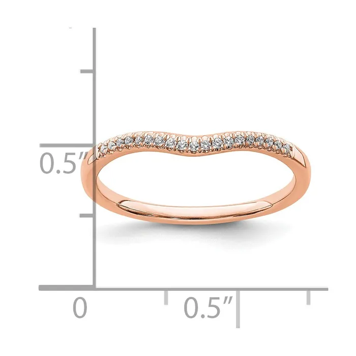 Solid 14k Rose Gold Simulated CZ Contoured Wedding Band Goldia Rings