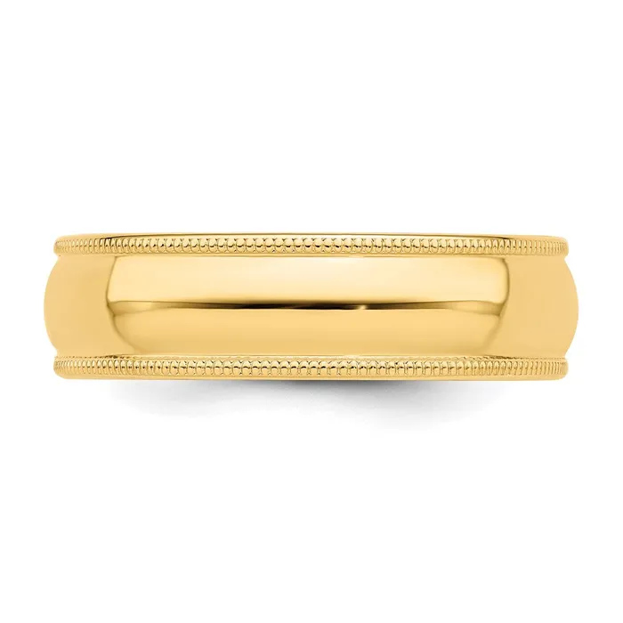 Solid 14K Yellow Gold 6mm Milgrain HalfRound Wedding MensWomens Wedding Band Ring Size 85 Goldia Rings Solid 14K Yellow Gold 6mm Milgrain HalfRound Wedding MensWomens Wedding Band Ring Size 85 Goldia Rings