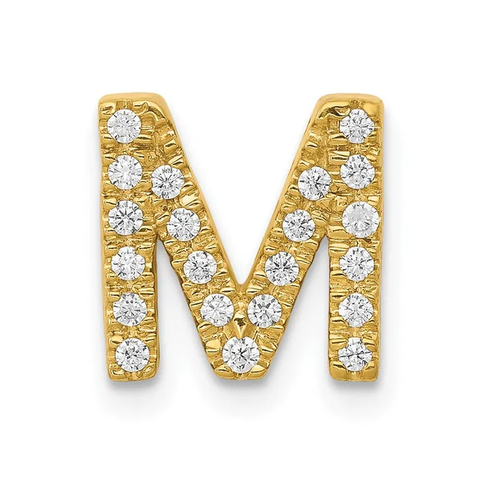 10k Yellow Gold Diamond Letter M Initial Charm TreasureFineJewelers Charm Necklaces