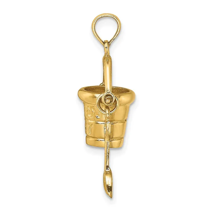 14K 3D OCEAN CITY Bucket wShovel Charm TreasureFineJewelers Charm Necklaces