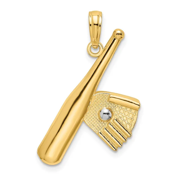 14K Baseball Bat With Rhodium Ball Charm TreasureFineJewelers Charm Necklaces 14K Baseball Bat With Rhodium Ball Charm TreasureFineJewelers Charm Necklaces