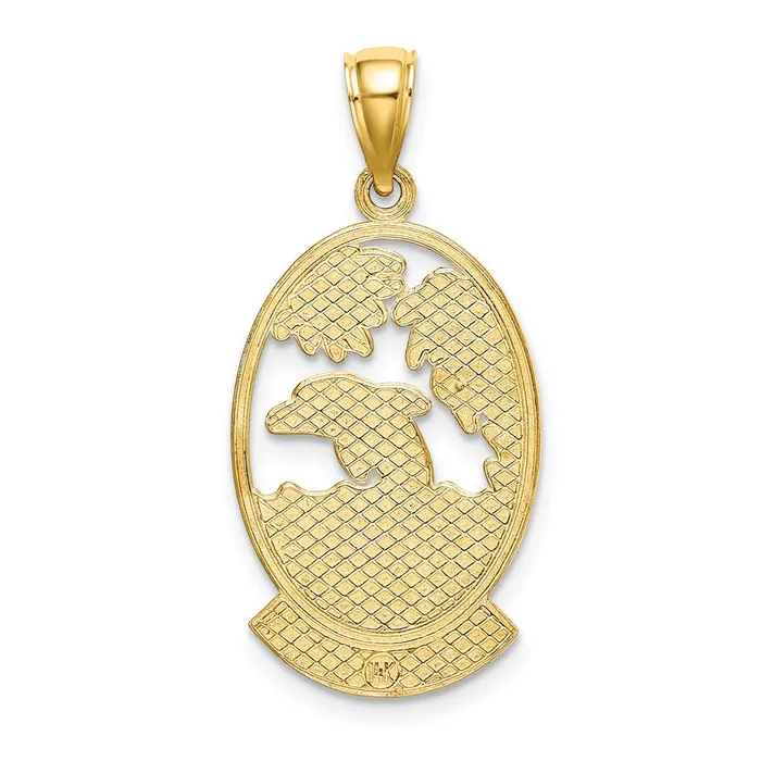 14K CURACAO w Dolphin Sunset Charm TreasureFineJewelers Charm Necklaces
