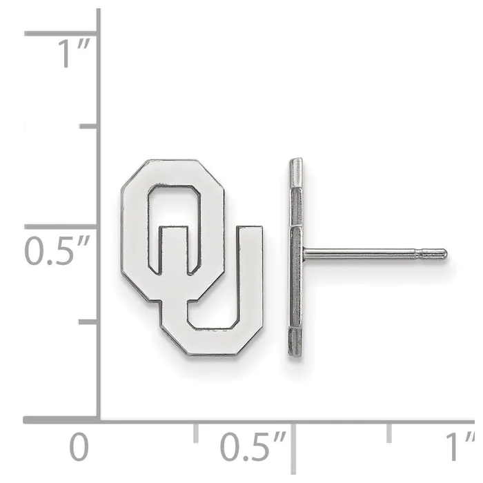 14k White Gold University of Oklahoma OU Small Post Earrings TreasureFineJewelers Earrings