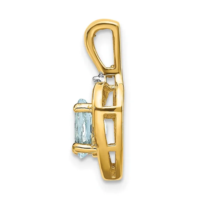 14k Yellow Gold Aquamarine and Diamond Heart Pendant TreasureFineJewelers Necklaces