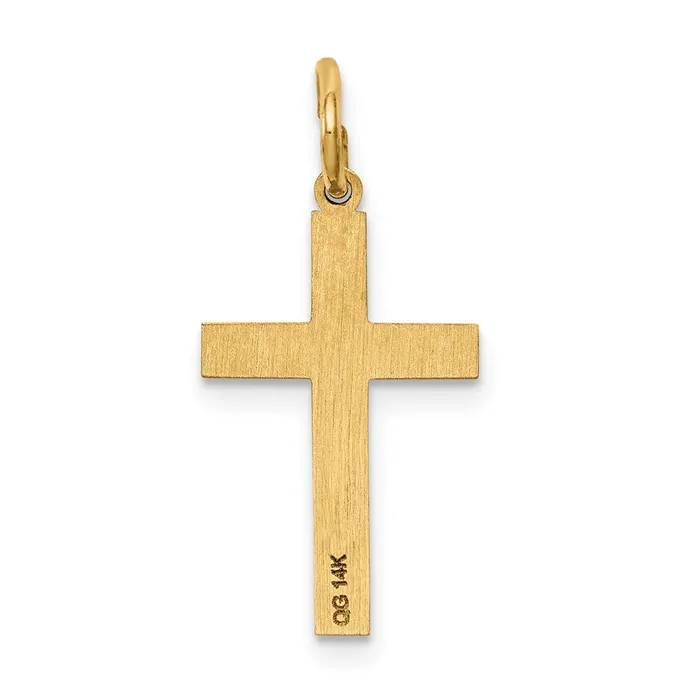 14k Yellow Gold Laser Designed Cross Charm TreasureFineJewelers Charm Necklaces