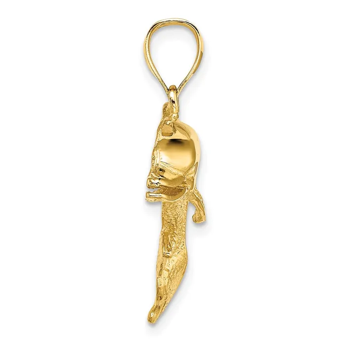 Charm Necklaces 14K Polished and Textrued Open Mouth Dolphin Charm TreasureFineJewelers