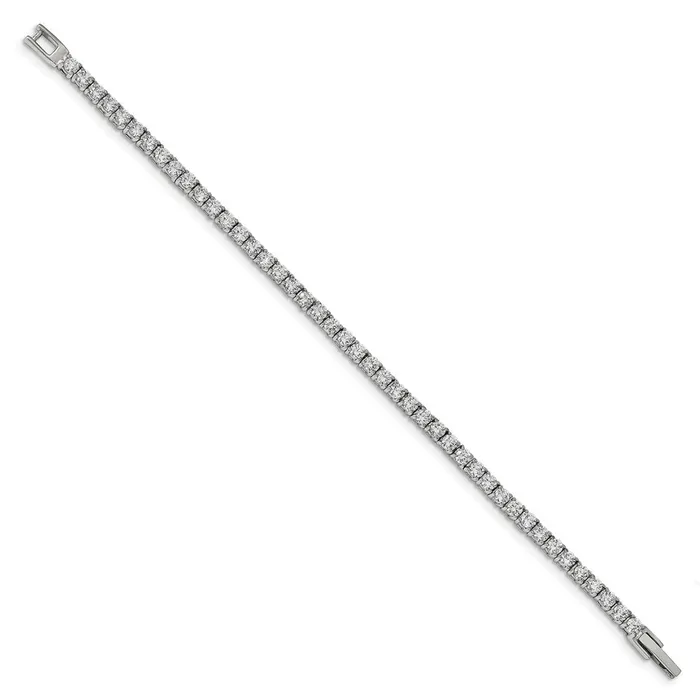 Chisel Stainless Steel Polished CZ 75 inch Tennis Bracelet TreasureFineJewelers Bracelets