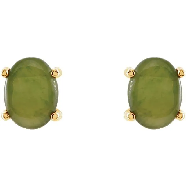 Earrings TreasureFineJewelers 14K Yellow Gold Natural Nephrite Jade Earrings