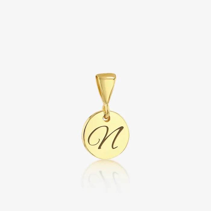 Ema Jewels Necklaces ADD on Initial Cursive Engraved Pendant ONLY 14K 925 Gold Vermeil