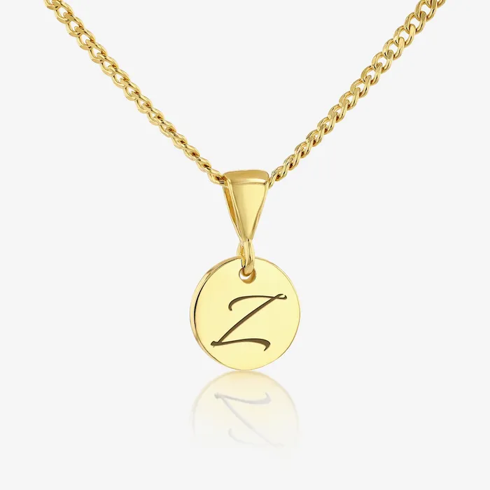 Necklaces Ema Jewels Z Initial Cursive Engraved Pendant Necklace 14K 925 Gold Vermeil
