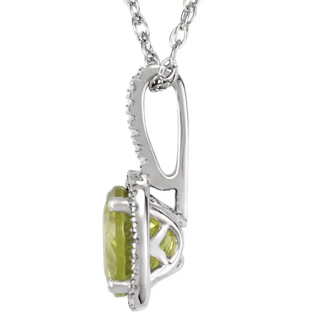 Necklaces Sterling Silver 7 mm Natural Peridot 015 CTW Natural Diamond 18 Necklace TreasureFineJewelers