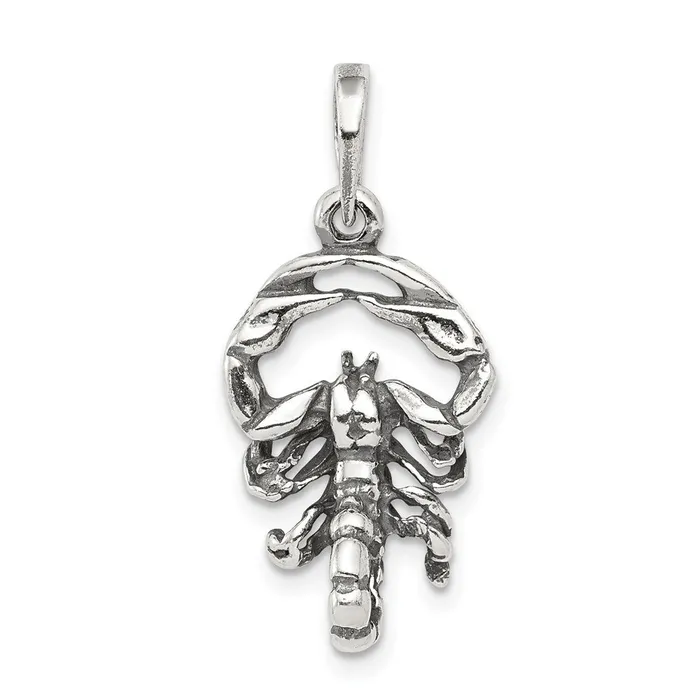 Necklaces Sterling Silver Antiqued Scorpio Pendant TreasureFineJewelers
