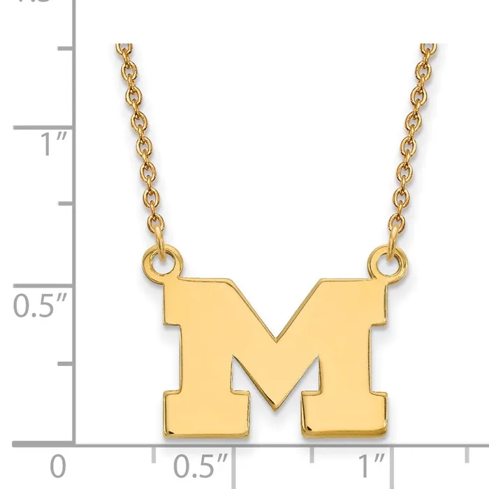 Necklaces TreasureFineJewelers 10K Yellow Gold Michigan Univeristy Of Small Pendant with Necklace