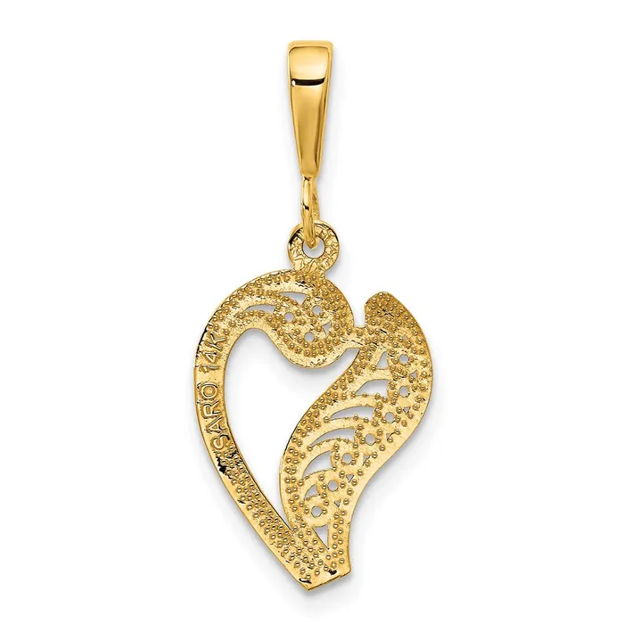 Necklaces TreasureFineJewelers 14k Yellow Gold Polished Script Filigree Letter V Initial Pendant