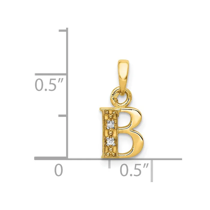 Necklaces TreasureFineJewelers 14k Yellow Gold Rhodium with Rhodium Diamond Letter B Initial Pendant