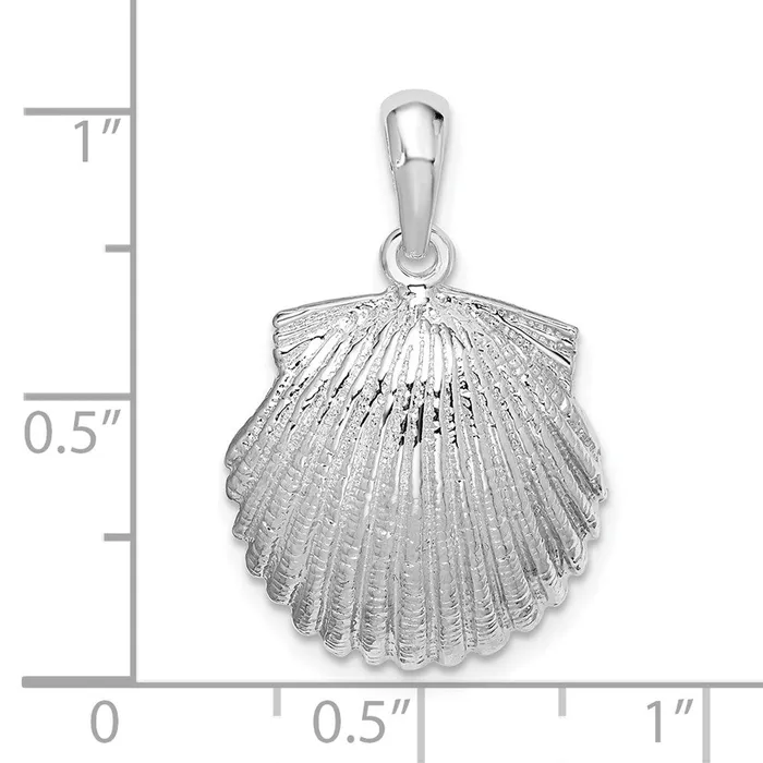 Necklaces TreasureFineJewelers Sterling Silver Polished Scallop Shell Pendant