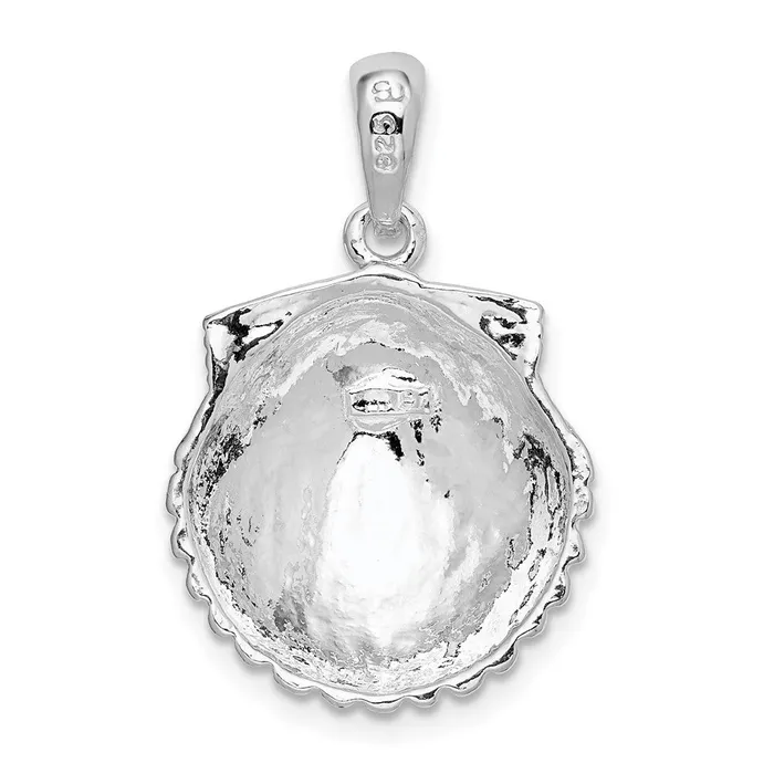 Necklaces TreasureFineJewelers Sterling Silver Polished Scallop Shell Pendant