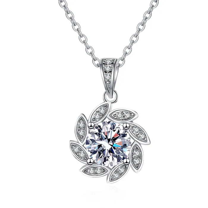 Necklaces Trendolla Jewelry Lucky Revolving Flower Moissanite Necklace