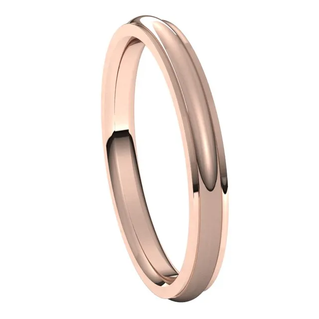 Rings TreasureFineJewelers 18K Rose Gold 25 mm Half Round Edge Comfort Fit Wedding Band