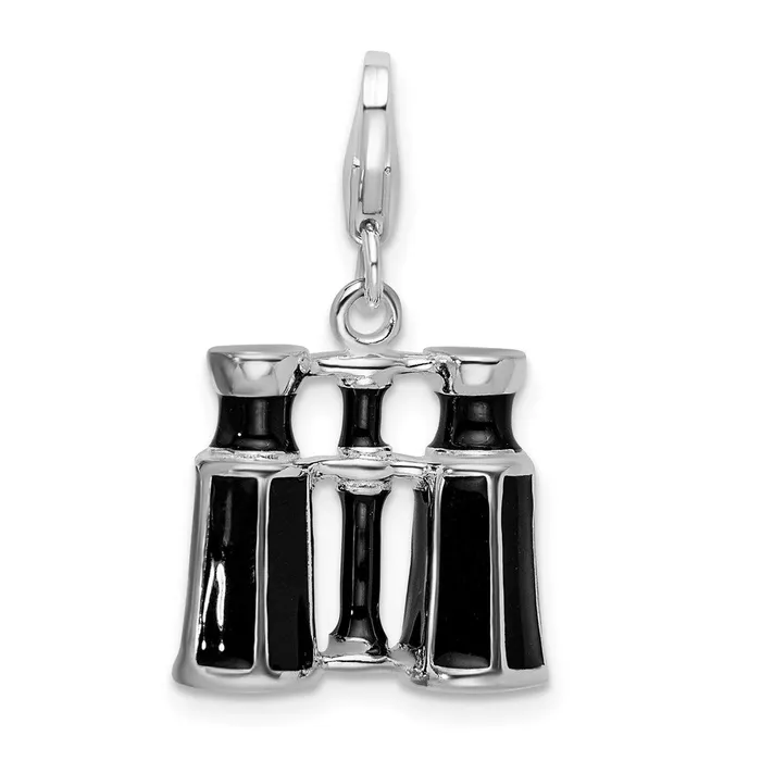 Rings TreasureFineJewelers Sterling Silver Amore La Vita Rhodiumplated Enameled Binocular Charm
