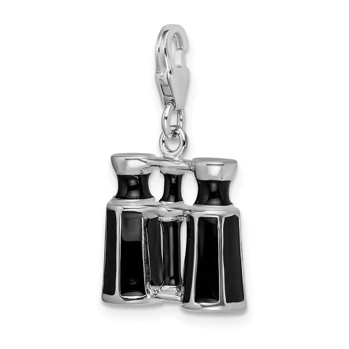 Rings TreasureFineJewelers Sterling Silver Amore La Vita Rhodiumplated Enameled Binocular Charm