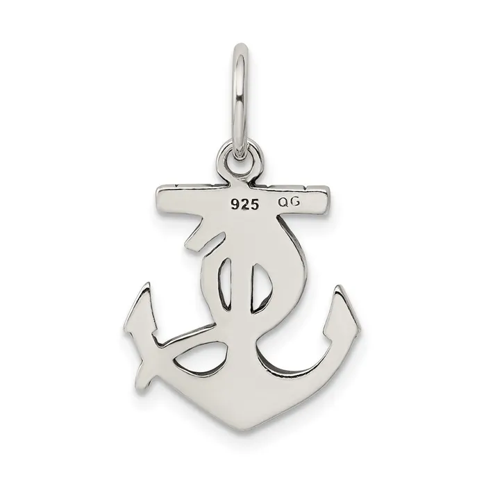 Rings TreasureFineJewelers Sterling Silver Antiqued Anchor Charm