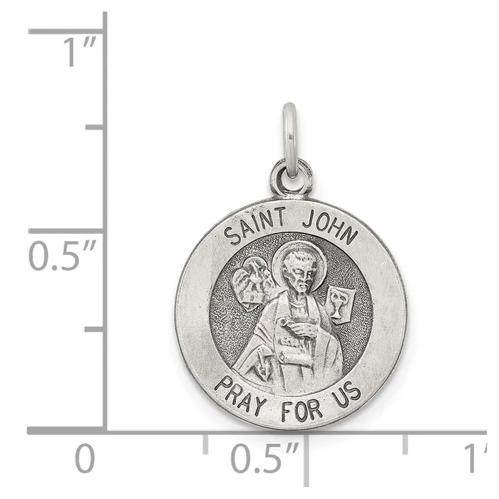Rings TreasureFineJewelers Sterling Silver Antiqued Saint John Medal