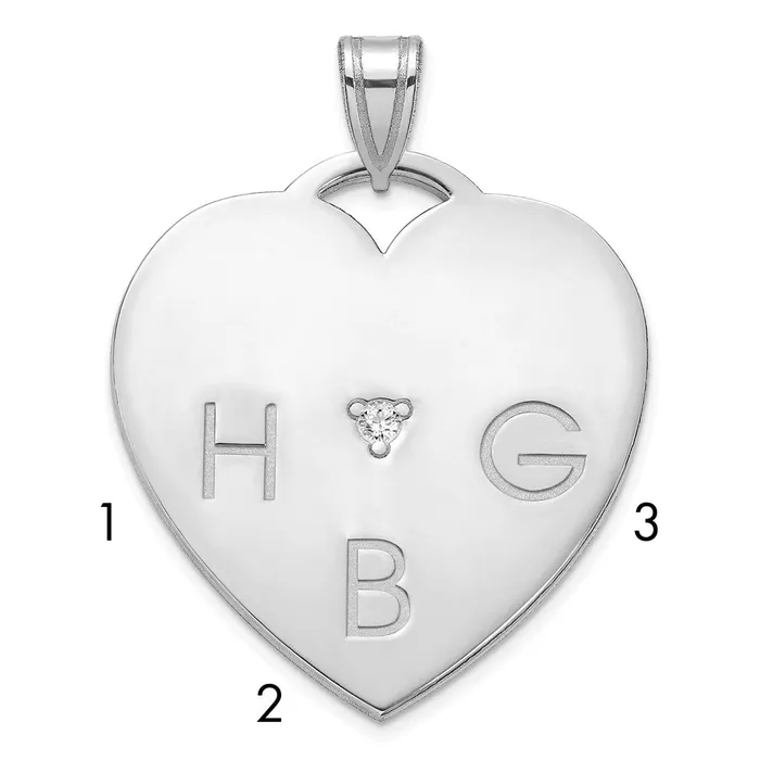 Rings TreasureFineJewelers Sterling Silver Polished 3 Letter Charm with Diamond