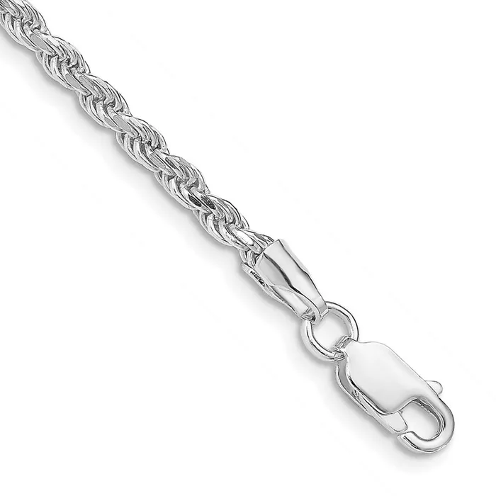 Rings TreasureFineJewelers Sterling Silver Rhodiumplated 275mm Diamondcut Rope Chain