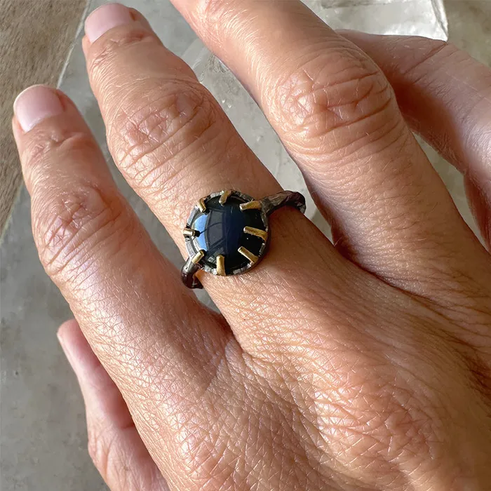 Robindira Unsworth Rings Rainbow Obsidian Stacking Ring