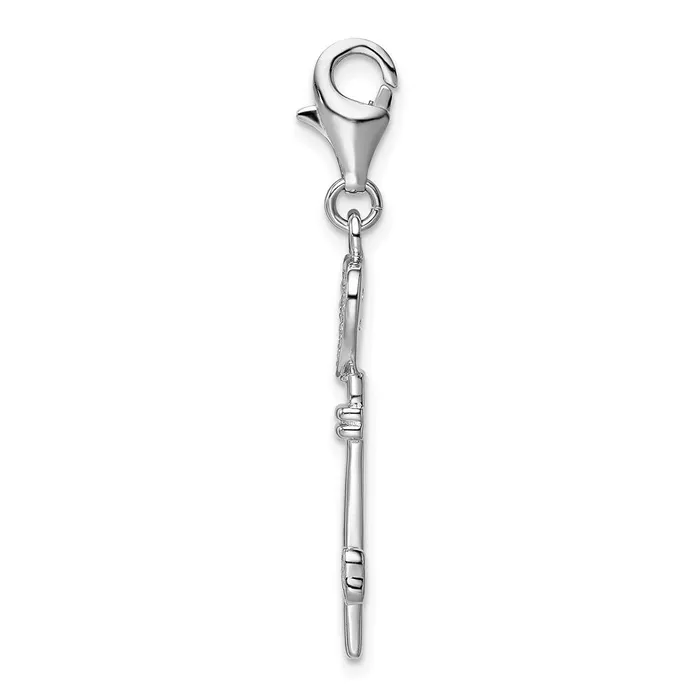 Sterling Silver Amore La Vita Rhodiumpl Clear CZ Heart Top Key Charm TreasureFineJewelers Rings