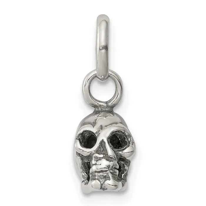Sterling Silver Antiqued Skull Charm TreasureFineJewelers Rings