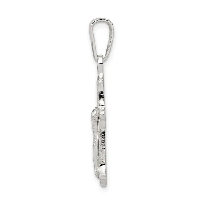 Sterling Silver Polished Textured Crucifix Pendant TreasureFineJewelers Necklaces