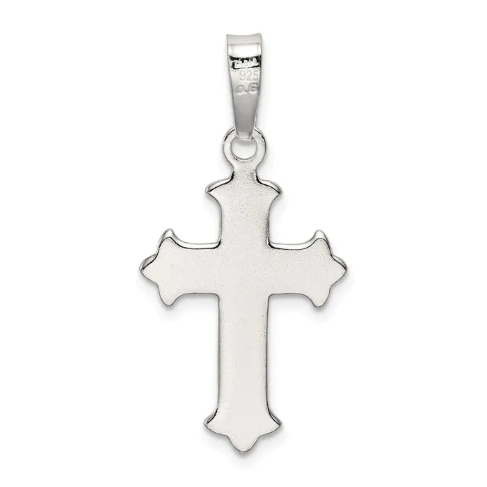 Sterling Silver Polished Textured Crucifix Pendant TreasureFineJewelers Necklaces