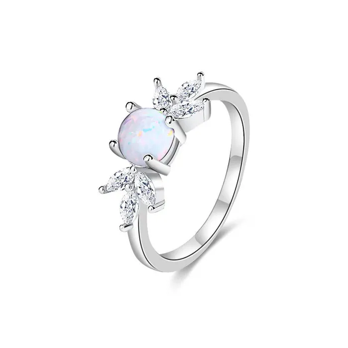Sterling Silver S925 Light Luxury Opal and Marquise Simulated Crystal Ring Trendolla Jewelry Rings