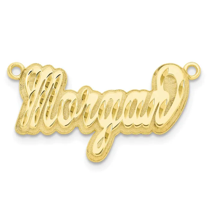 TreasureFineJewelers 10KY 3D Diamondcut Name Plate Necklaces