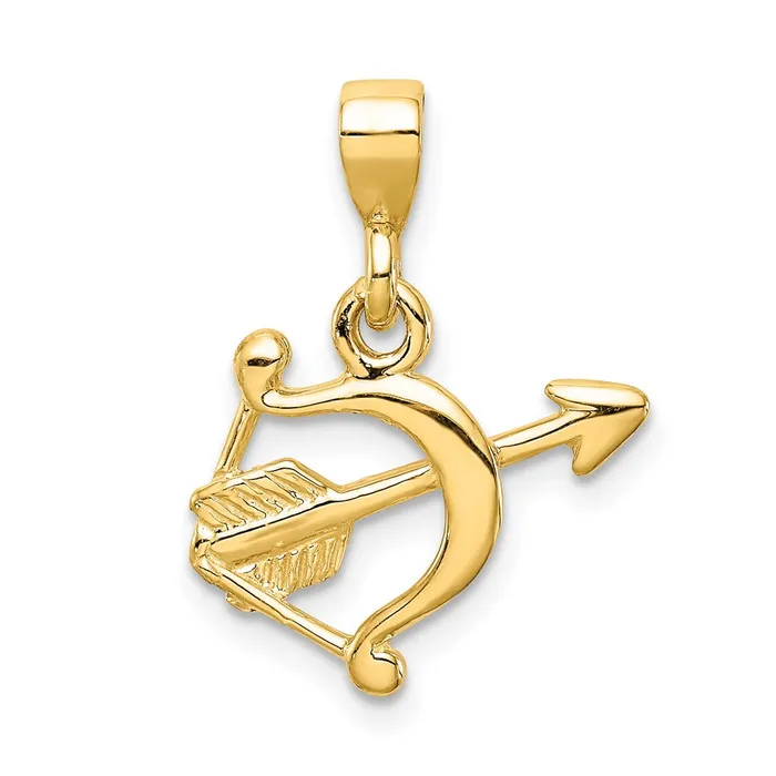 TreasureFineJewelers 14k Gold Polished Bow and Arrow Pendant Necklaces