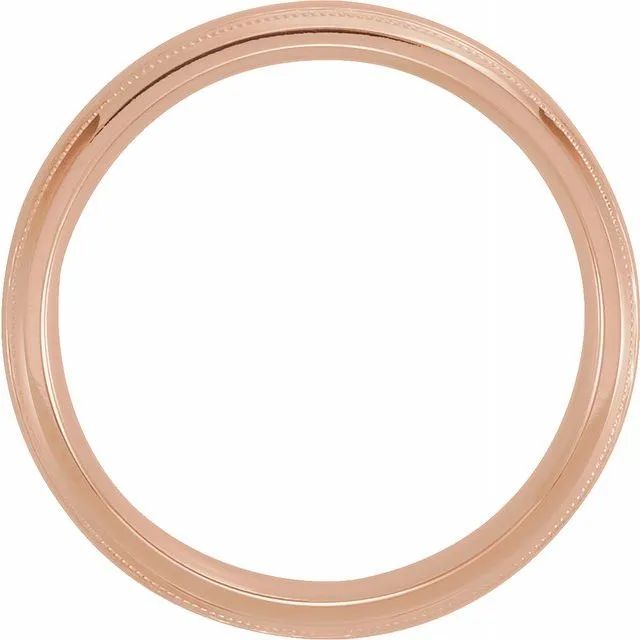 TreasureFineJewelers 18K Rose Gold 4 mm Half Round ComfortFit Band With Milgrain Rings