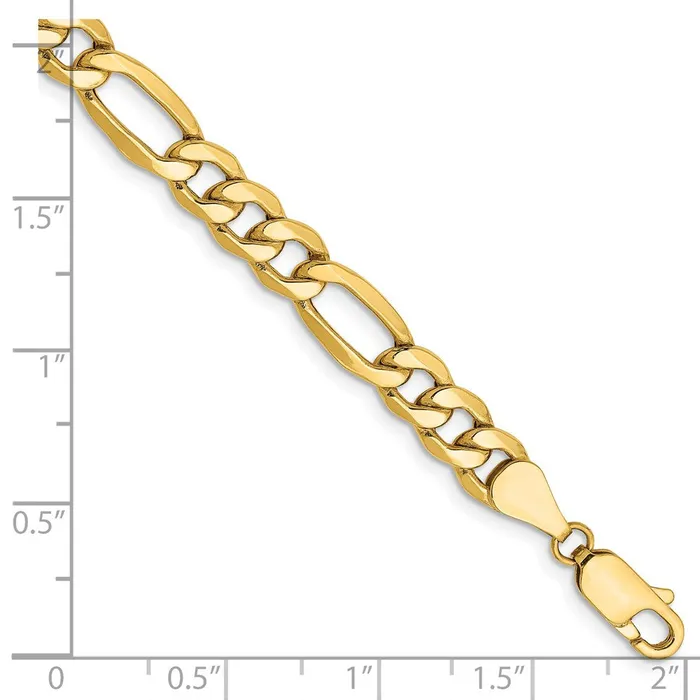 TreasureFineJewelers Bracelets 14K 8 inch 625mm SemiSolid Figaro with Lobster Clasp Bracelet