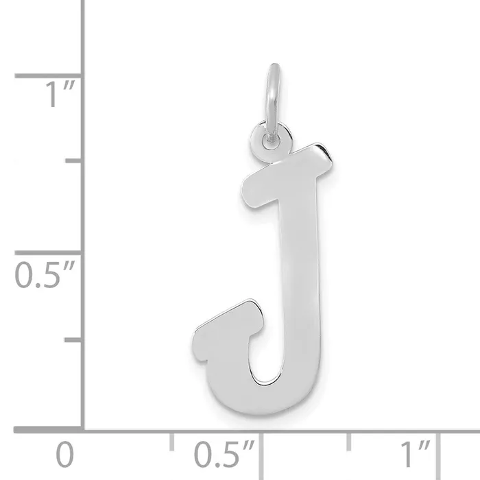 TreasureFineJewelers Charm Necklaces 10k White Gold Small Script Initial J Charm