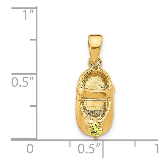 TreasureFineJewelers Charm Necklaces 14k 3D NovemberSynthetic Stone Engraveable Baby Shoe Charm