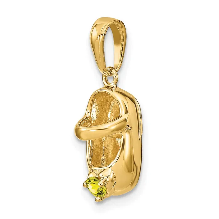 TreasureFineJewelers Charm Necklaces 14k 3D NovemberSynthetic Stone Engraveable Baby Shoe Charm