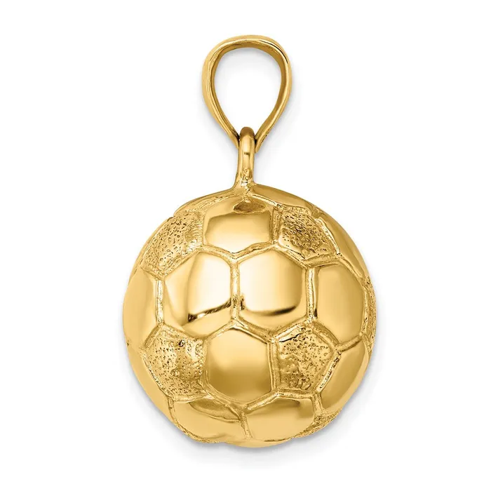 TreasureFineJewelers Charm Necklaces 14k 3D Soccerball Charm