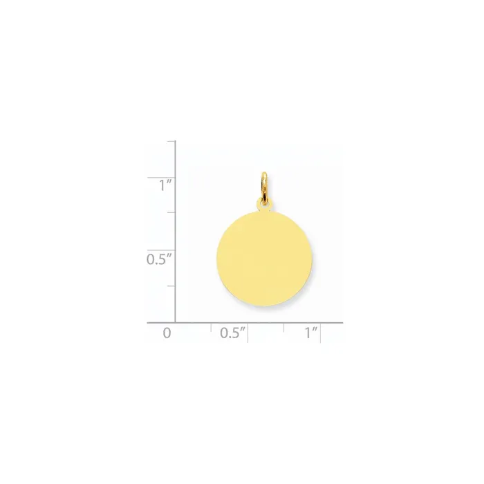 TreasureFineJewelers Charm Necklaces 14k Yellow Gold Round Disc Charm