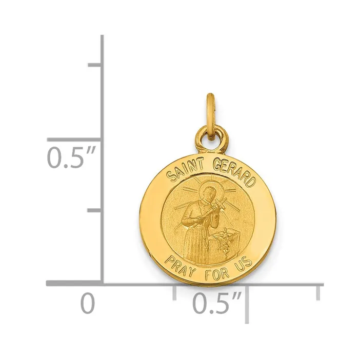 TreasureFineJewelers Charm Necklaces 14k Yellow Gold Saint Gerard Medal Charm